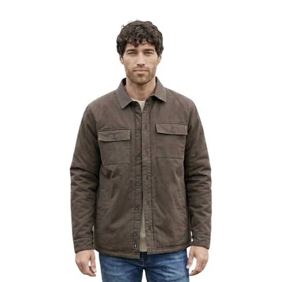 Threadbare Mens Plaid Shirt Jacket (Chocolate) - Image 2