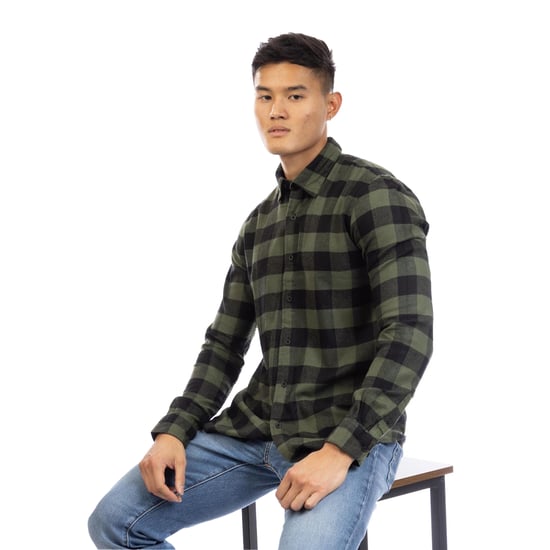 Peter Werth Heren Brodie Geruite Kraag Langsleeve Shirt (Groen/Zwart) - Image 4