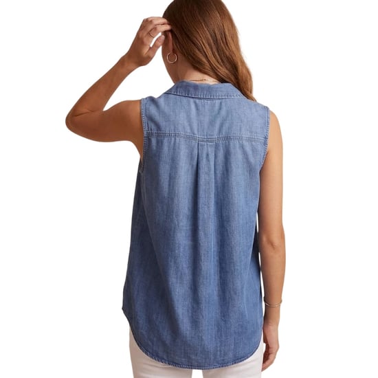 Bella Dahl Mouwloos denimshirt met split aan de achterkant voor dames (Blauw) - Image 2