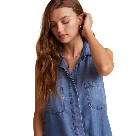 Bella Dahl Mouwloos denimshirt met split aan de achterkant voor dames (Blauw) - Image 3