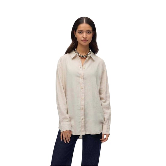 Vero Moda Dames Linnenmix Regular Shirt (Moonbeam) - Image 4