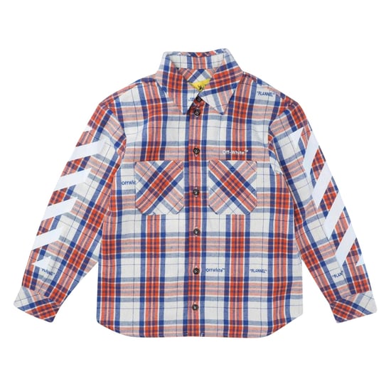 Off White Flanellen overhemd met diagonale strepen voor dames (Rood/Blauw/Wit) - Image 1