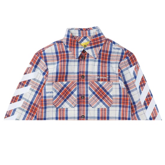 Off White Flanellen overhemd met diagonale strepen voor dames (Rood/Blauw/Wit) - Image 3