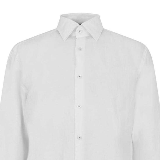 Boss Mens Plain Collared Long-Sleeved Shirt (White) - Image 3