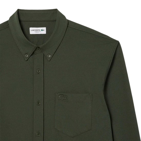 Lacoste Heren Katoenen Jersey Regular Lange Mouwen Shirt (Groen) - Image 3