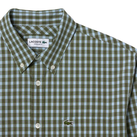 Lacoste Heren geruit Popeline Regular Overhemd (Khaki) - Image 4