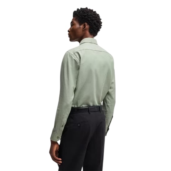 Boss Mens Joe Oxford Spread Collar Long-Sleeved Formal Shirt (Green) - Image 2