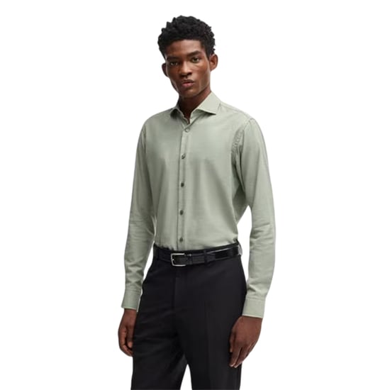 Boss Mens Joe Oxford Spread Collar Long-Sleeved Formal Shirt (Green) - Image 3