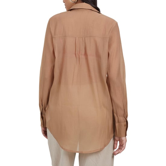 Brave Soul Dames/Dames overhemd met kraag en lange mouwen (Beige) - Image 3