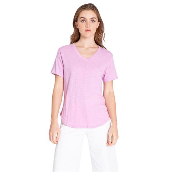 PJ Salvage Dames-T-shirt met V-hals en korte mouwen, in slub-stof (Lila) - Image 4