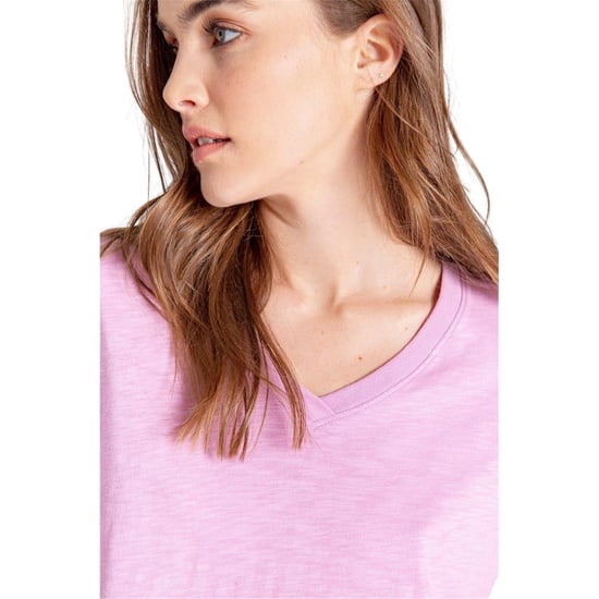 PJ Salvage Dames-T-shirt met V-hals en korte mouwen, in slub-stof (Lila) - Image 5