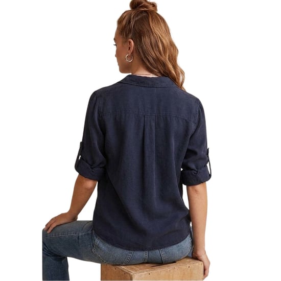 Bella Dahl Womens/Ladies Back Slit Relaxed Fit 3/4 Sleeve Shirt (Deep Sea) - Image 2