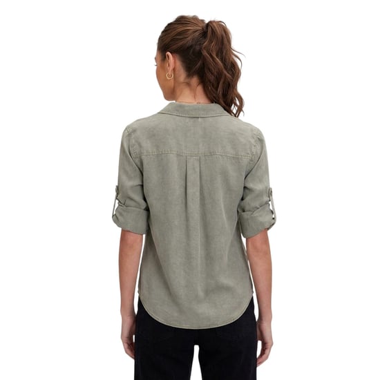 Bella Dahl Dames-shirt met split aan de achterkant, relaxte pasvorm en 3/4-mouwen (Leger Groen) - Image 2