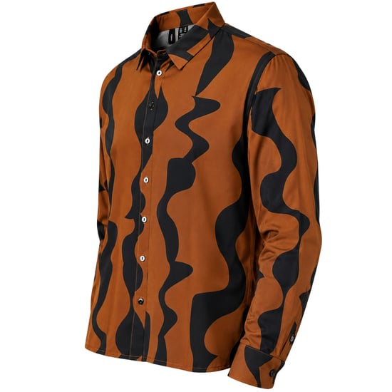 Vero Moda Dames-shirt met abstracte print, standaardpasvorm (Zwart/Bruin) - Image 2
