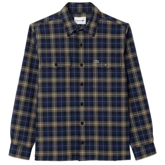 Lacoste Mens Checked Embroidered Overshirt (Navy) - Image 2