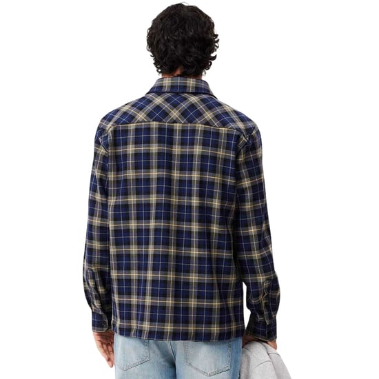 Lacoste Mens Checked Embroidered Overshirt (Navy) - Image 3