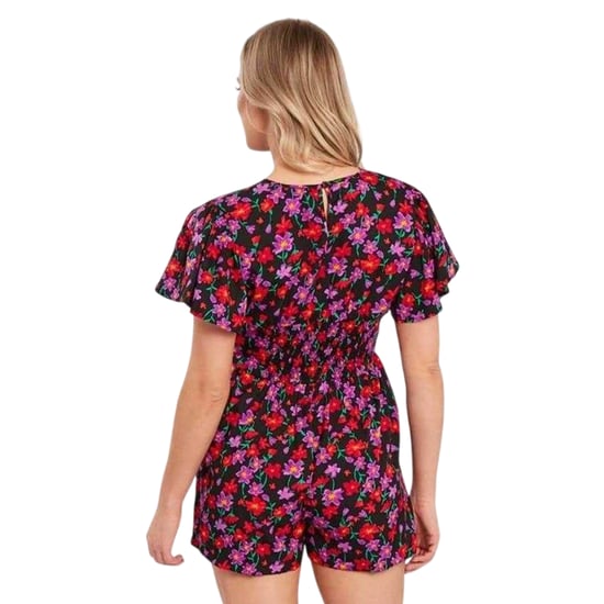 Influence Dames/Dames Bloemen Wikkel Playsuit (Zwart) - Image 2