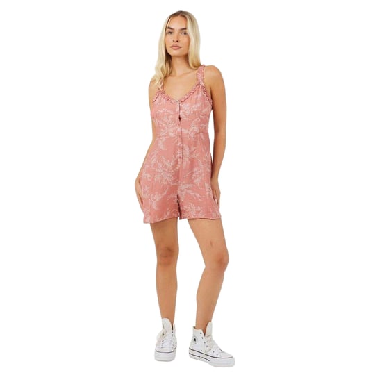 Brave Soul Mouwloze playsuit met V-hals en bladerenprint voor dames (Roze) - Image 1