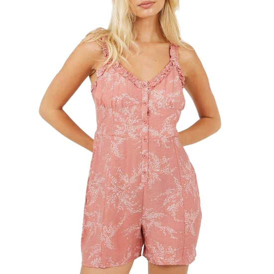 Brave Soul Mouwloze playsuit met V-hals en bladerenprint voor dames (Roze) - Image 2