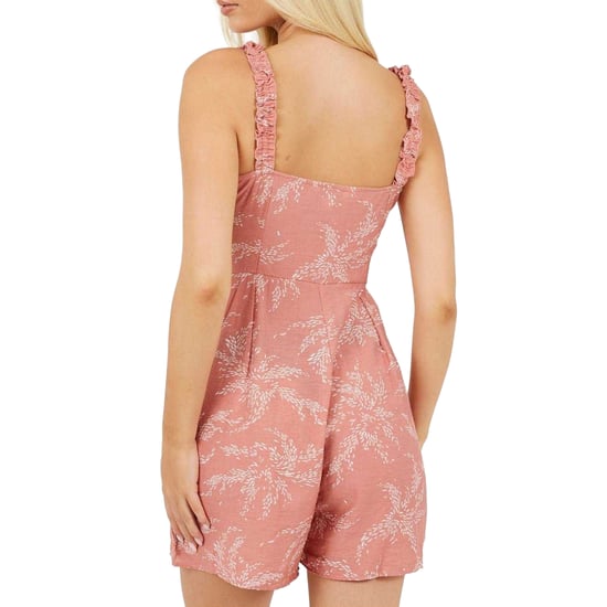 Brave Soul Mouwloze playsuit met V-hals en bladerenprint voor dames (Roze) - Image 3