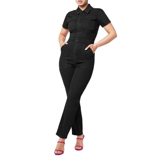 Good American Womens/Ladies Denim Adjustable Waist Short-Sleeved Jumpsuit (Black) - Image 3
