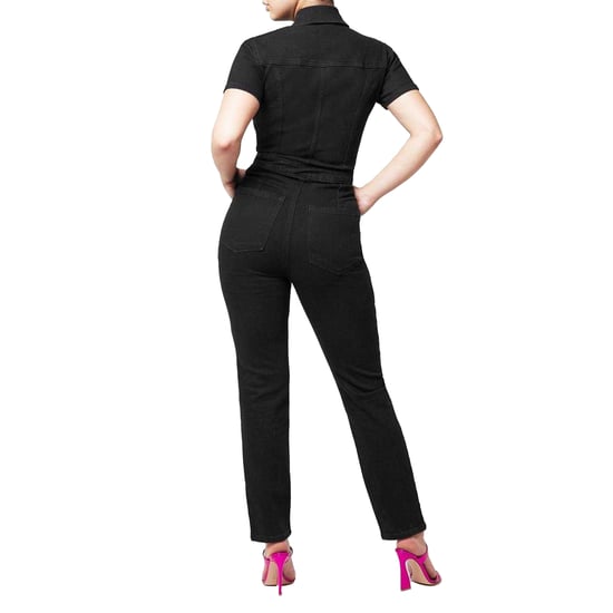 Good American Womens/Ladies Denim Adjustable Waist Short-Sleeved Jumpsuit (Black) - Image 4