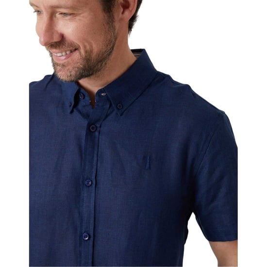 Saltwell Heren Linnenmix Regular Shirt (Marineblauw) - Image 3