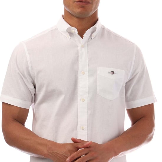 Gant Heren Katoen Linnen Korte Mouwen Shirt (Wit) - Image 3