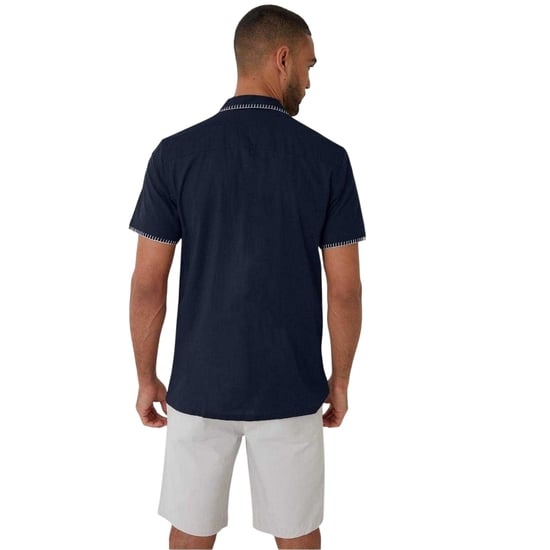 Threadbare Mannen Burnley Korte Mouwen Shirt (Navy) - Image 3