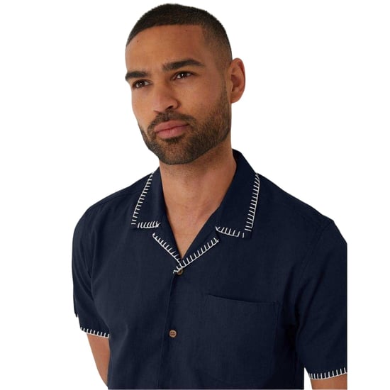 Threadbare Mannen Burnley Korte Mouwen Shirt (Navy) - Image 4