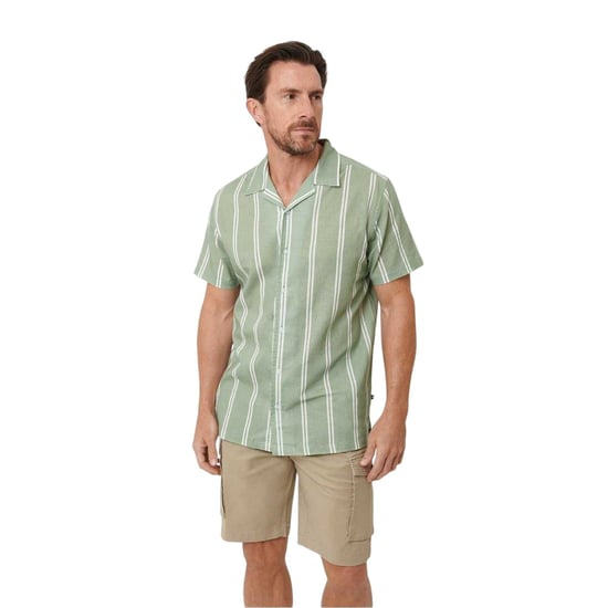 Saltwell Heren Gestreepte Reguliere Casual Shirt (Sage Groen) - Image 1