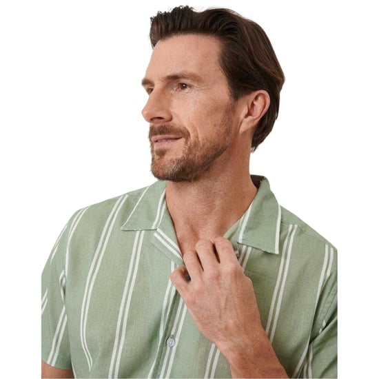 Saltwell Heren Gestreepte Reguliere Casual Shirt (Sage Groen) - Image 3