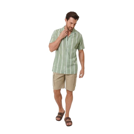 Saltwell Heren Gestreepte Reguliere Casual Shirt (Sage Groen) - Image 4