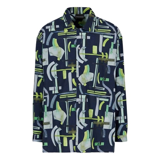Emporio Armani EA7 Heren Abstract Shirt Met Lange Mouwen (Marine) - Image 2