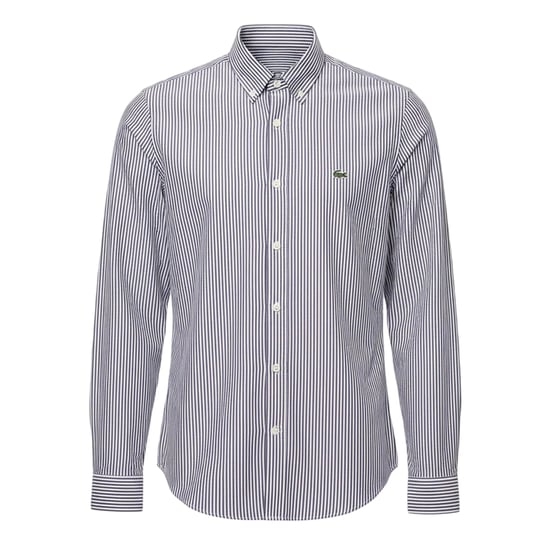 Lacoste Heren Gestreept Normaal Overhemd Met Lange Mouwen (Wit/Zwaar) - Image 1