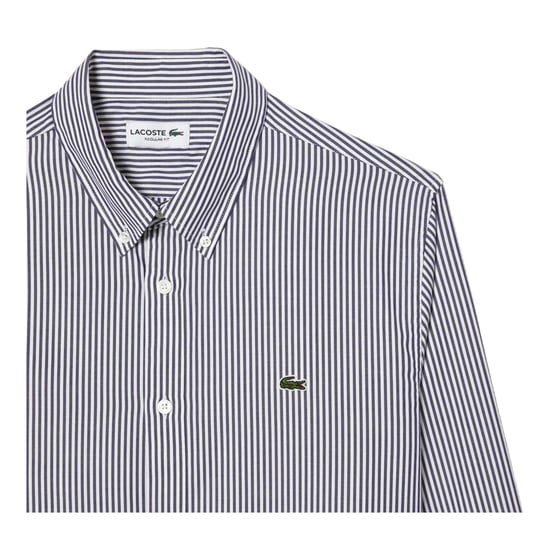 Lacoste Heren Gestreept Normaal Overhemd Met Lange Mouwen (Wit/Zwaar) - Image 3