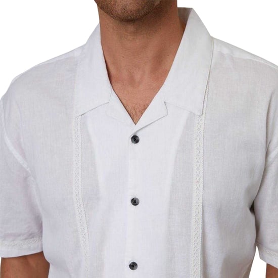 Threadbare Heren Geborduurde Kraag Korte Mouwen Bowling Shirt (Wit) - Image 4