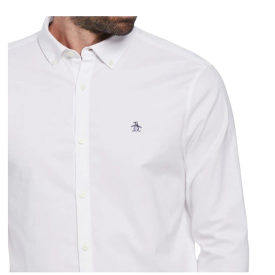 Original Penguin Stickert Pete EcoVero långärmad tröja för män (Ljus vit) - Image 3