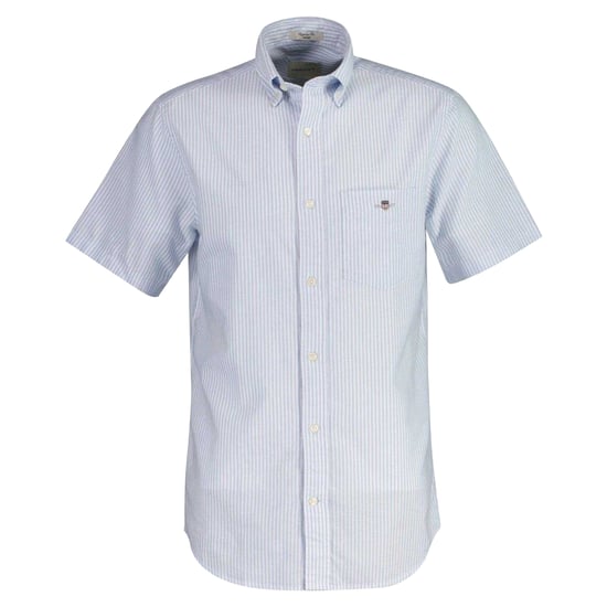 Gant Heren Stripe Button-Down Overhemd met Korte Mouwen (Lichtblauw) - Image 1