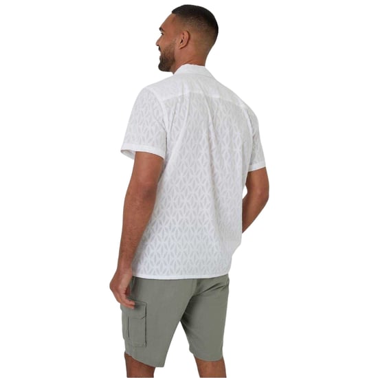 Threadbare Herr Geometriskt Mönster Kortärmad Skjorta (Vit) - Image 2