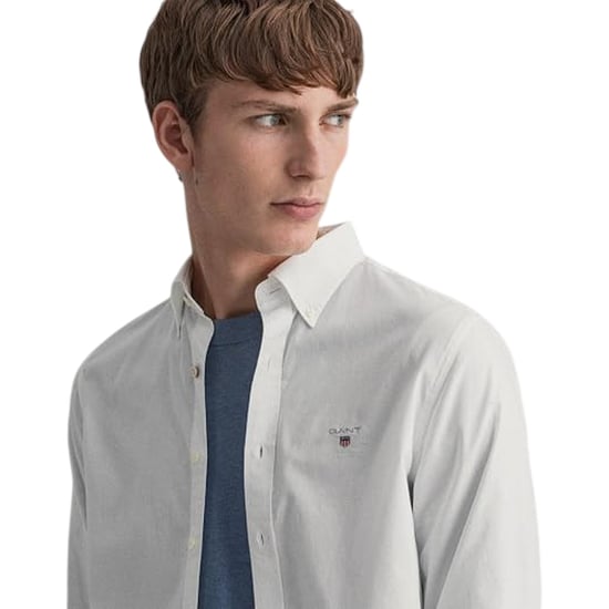 Gant Heren Pique Regular Lange Mouwen Shirt (Wit) - Image 3