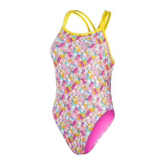 Speedo Meisjes Bloemenpatroon Eénstuk Zwempak (Geel/Rood) - Image 1