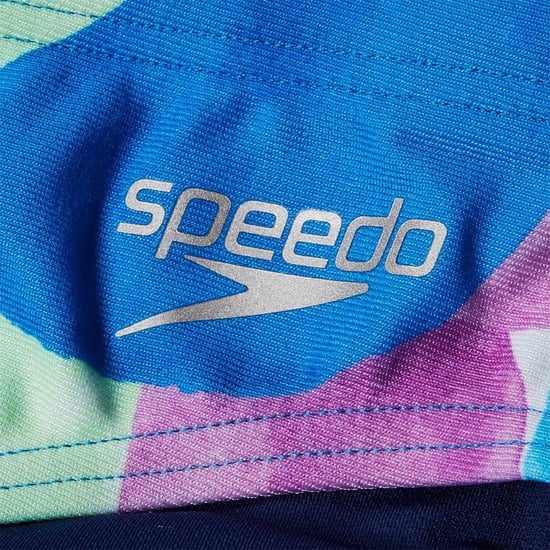Speedo Zwemshort met abstracte all-over print voor meisjes (Blauw/roze) - Image 3