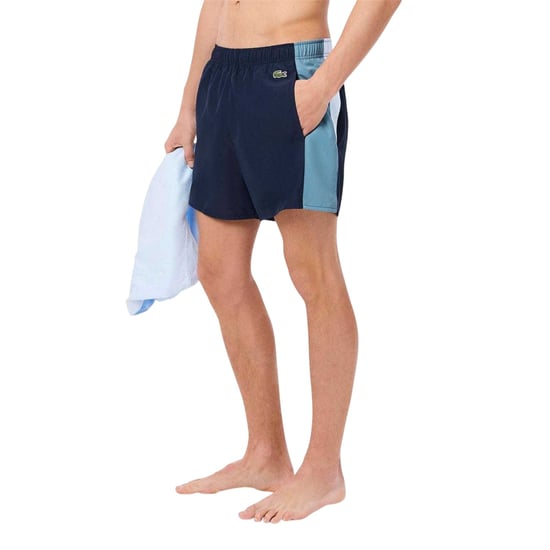 Lacoste Mens Colour Block Swimming Trunks (Navy) - Image 3