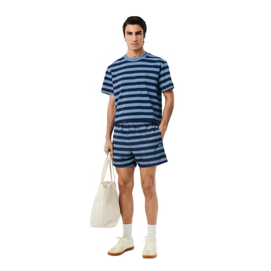 Lacoste Mens Striped Swimming Trunks (Blue) - Image 4