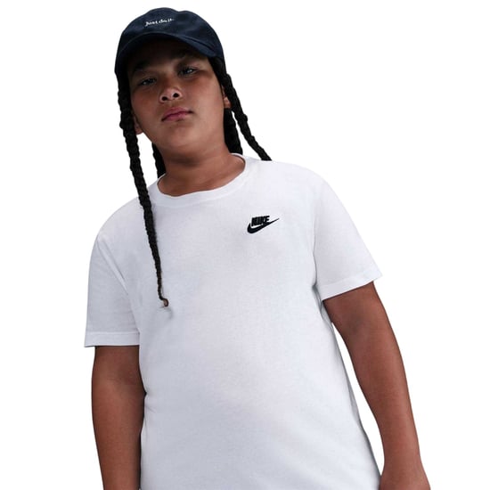 Nike Girls Embroidered Logo Cotton T-Shirt (White) - Image 3
