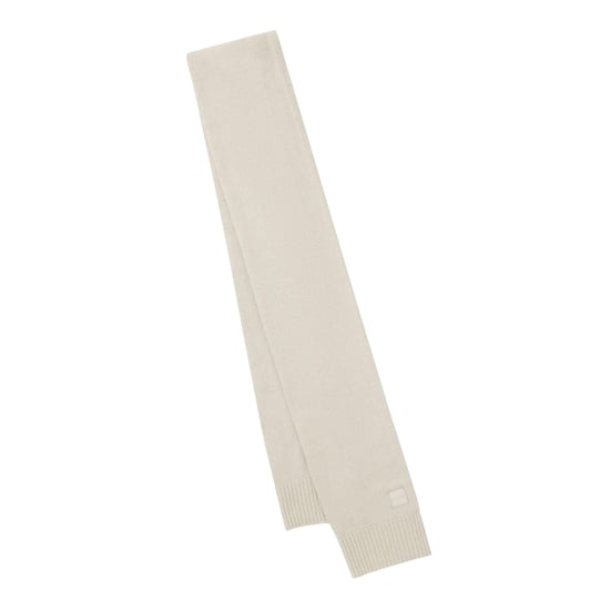Boss Mens Logo Wool Ribbed Scarf (Light Beige) - Image 2