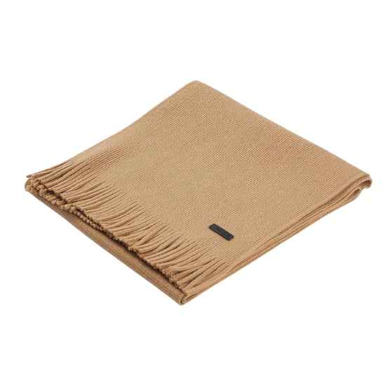 Boss Heren Albas Virgin Wool Logo Sjaal (Beige) - Image 3