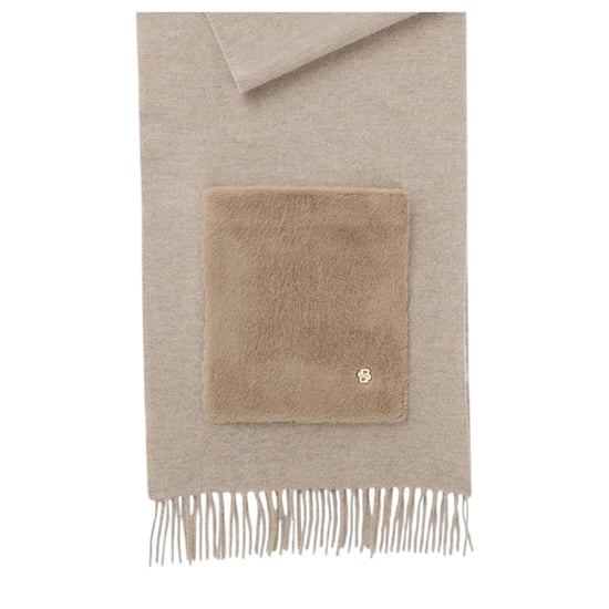 Boss Tassel Wool Blend Patch Pocket Scarf (Brown) - Image 2