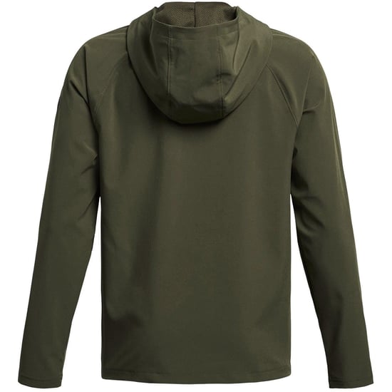 Boys Under Armour Solid Patterned Hooded Full Zipper Fleece Jacket in Green - Image 2